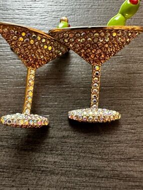 Baublebar Gold-color Glitter Martini Glass Rhinestone Earrings